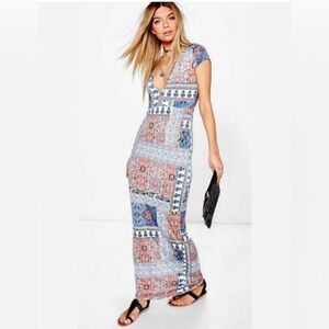 Olivia Matthews Multicolor Geometric Maxi Dress